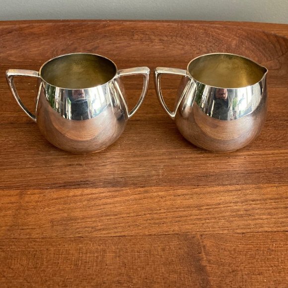 Copper cream and sugar set - Picture 1 of 7